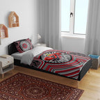 Essendon Football Club Bedding Set Indigenous Monochrome Dot Art Mascot Style