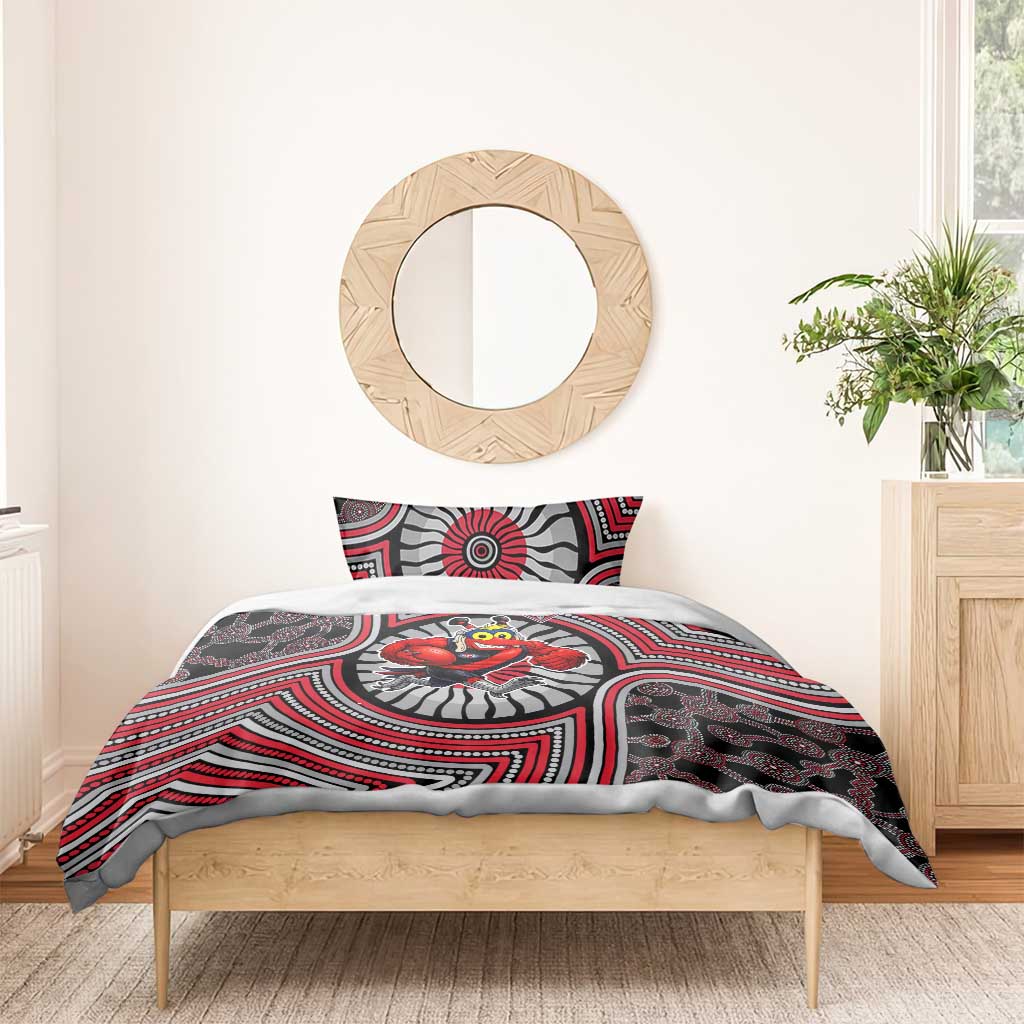 Essendon Football Club Bedding Set Indigenous Monochrome Dot Art Mascot Style
