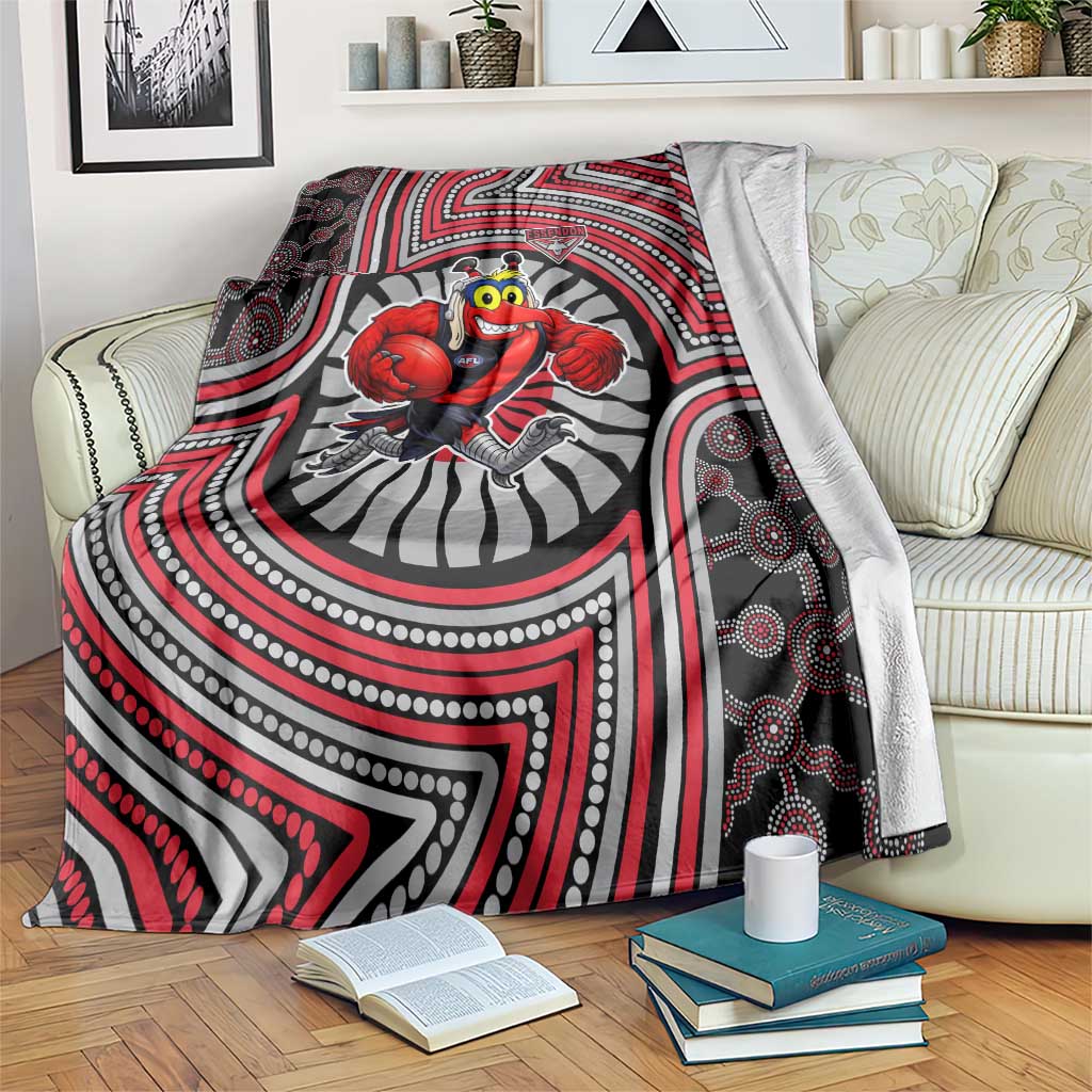 Essendon Football Club Blanket Indigenous Monochrome Dot Art Mascot Style