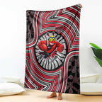 Essendon Football Club Blanket Indigenous Monochrome Dot Art Mascot Style