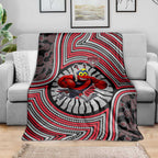 Essendon Football Club Blanket Indigenous Monochrome Dot Art Mascot Style