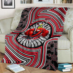 Essendon Football Club Blanket Indigenous Monochrome Dot Art Mascot Style