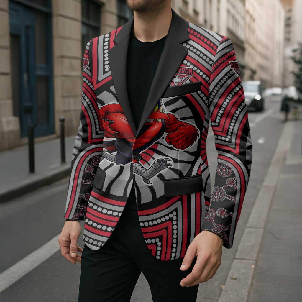 Essendon Football Club Blazer Indigenous Monochrome Dot Art Mascot Style