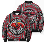 Essendon Football Club Bomber Puffer Jacket Indigenous Monochrome Dot Art Mascot Style