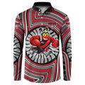 Essendon Football Club Button Sweatshirt Indigenous Monochrome Dot Art Mascot Style