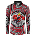 Essendon Football Club Button Sweatshirt Indigenous Monochrome Dot Art Mascot Style