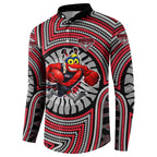 Essendon Football Club Button Sweatshirt Indigenous Monochrome Dot Art Mascot Style