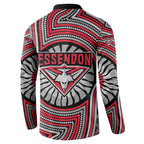 Essendon Football Club Button Sweatshirt Indigenous Monochrome Dot Art Mascot Style