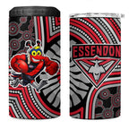 Essendon Football Club 4 in 1 Can Cooler Tumbler Indigenous Monochrome Dot Art Mascot Style