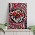 Essendon Football Club Canvas Wall Art Indigenous Monochrome Dot Art Mascot Style