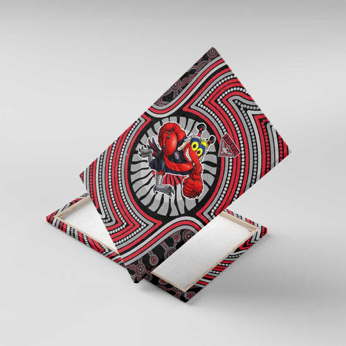 Essendon Football Club Canvas Wall Art Indigenous Monochrome Dot Art Mascot Style