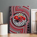 Essendon Football Club Canvas Wall Art Indigenous Monochrome Dot Art Mascot Style