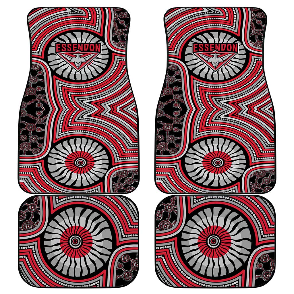 Essendon Football Club Car Mats Indigenous Monochrome Dot Art Mascot Style