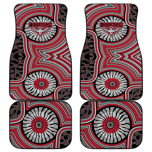Essendon Football Club Car Mats Indigenous Monochrome Dot Art Mascot Style