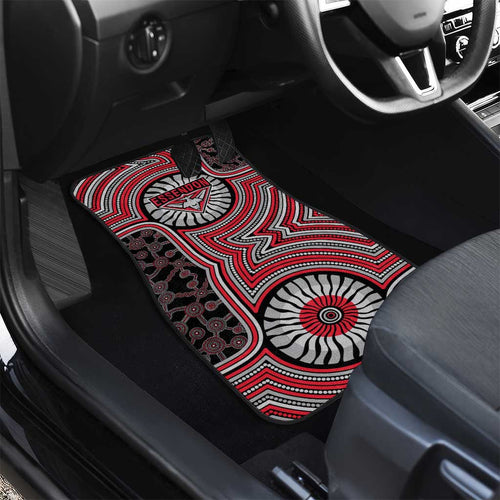 Essendon Football Club Car Mats Indigenous Monochrome Dot Art Mascot Style