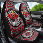 Essendon Football Club Car Seat Cover Indigenous Monochrome Dot Art Mascot Style