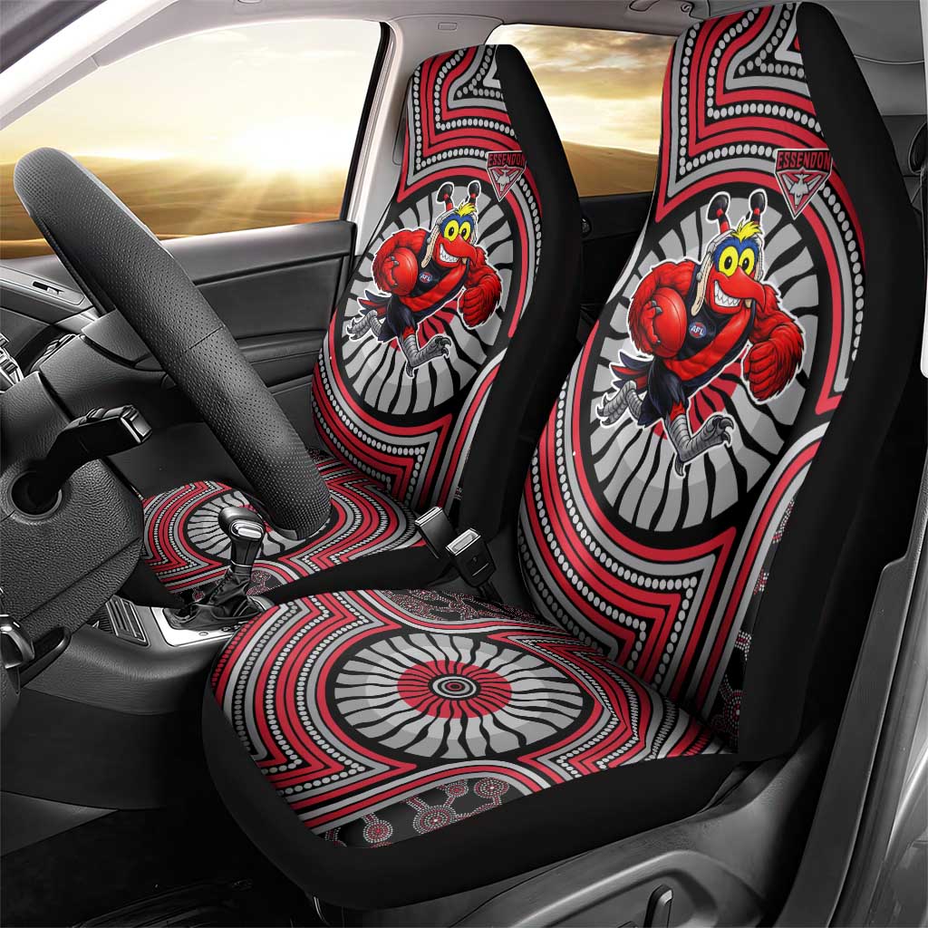 Essendon Football Club Car Seat Cover Indigenous Monochrome Dot Art Mascot Style