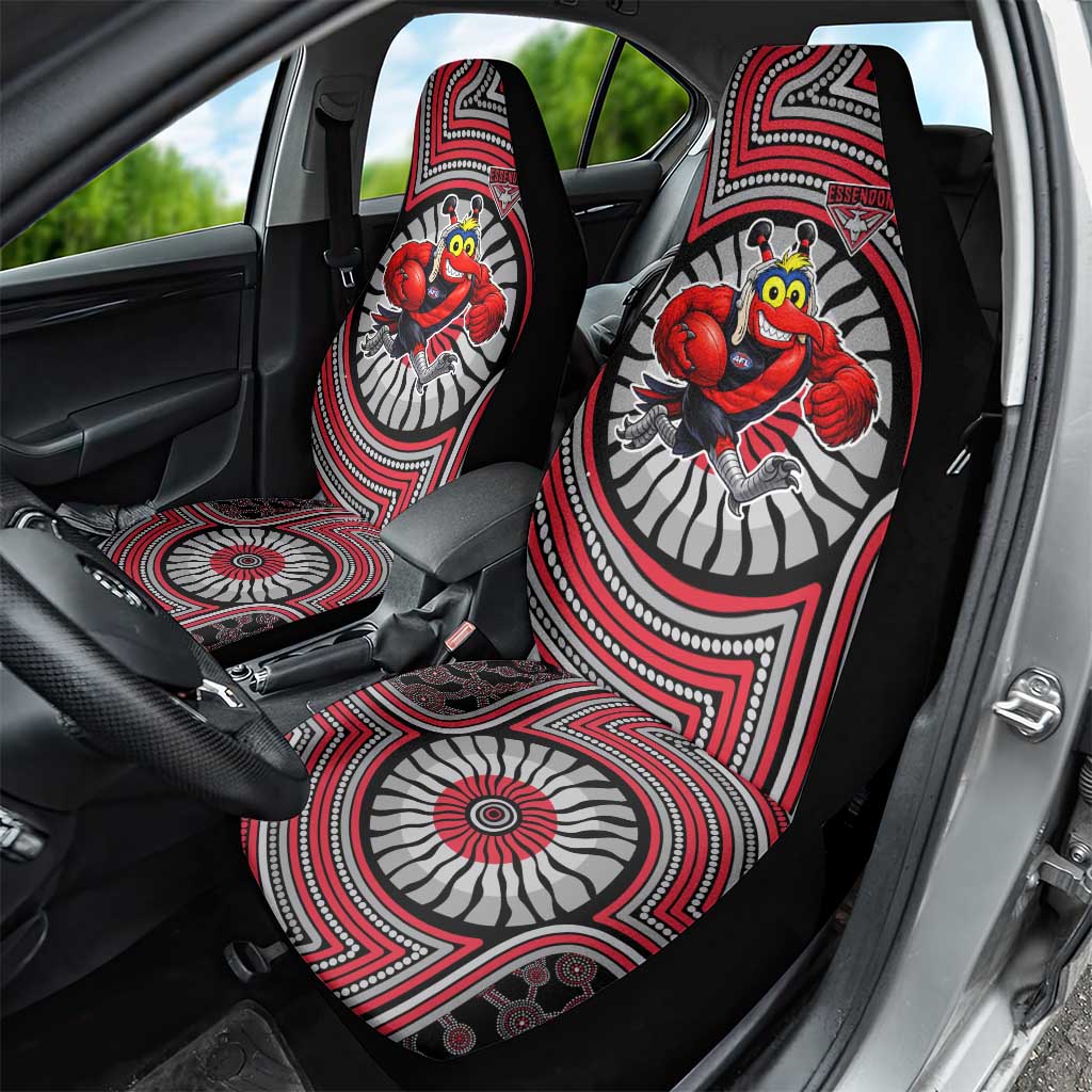 Essendon Football Club Car Seat Cover Indigenous Monochrome Dot Art Mascot Style