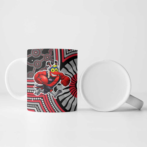 Essendon Football Club Ceramic Mug Indigenous Monochrome Dot Art Mascot Style