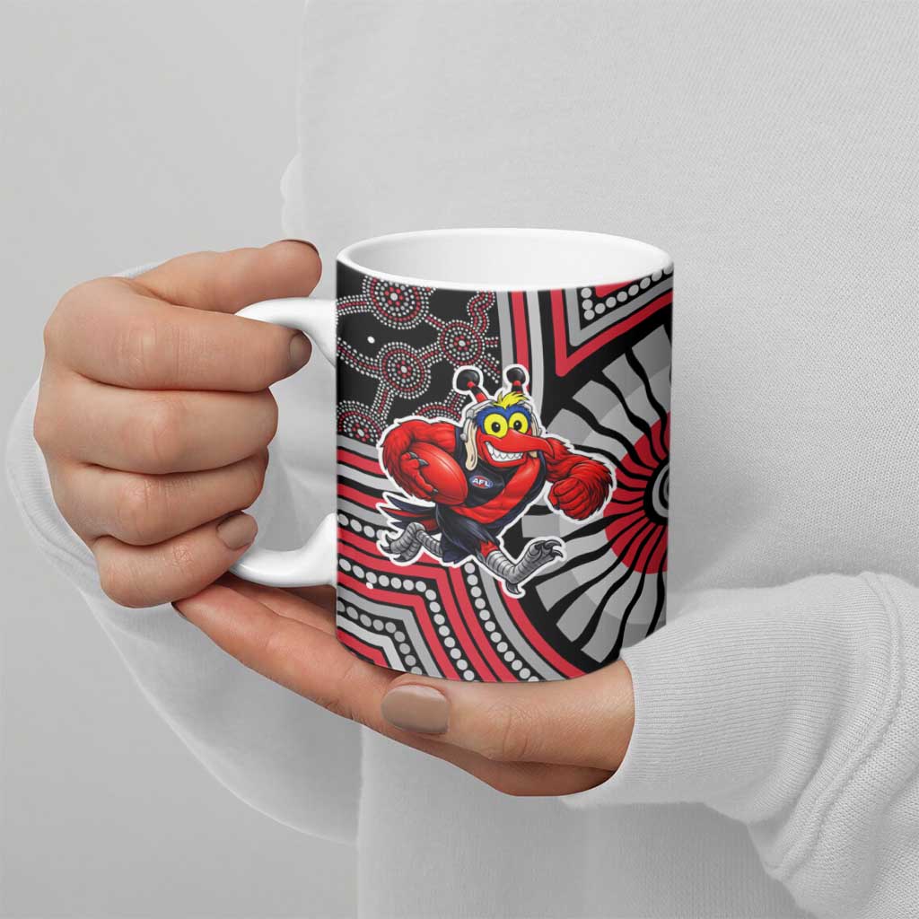 Essendon Football Club Ceramic Mug Indigenous Monochrome Dot Art Mascot Style