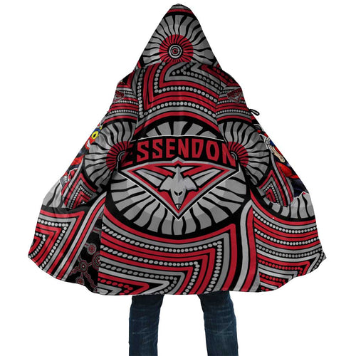 Essendon Football Club Cloak Indigenous Monochrome Dot Art Mascot Style