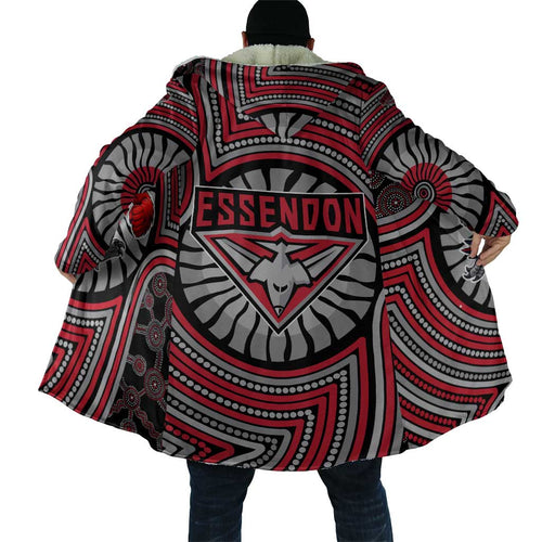 Essendon Football Club Cloak Indigenous Monochrome Dot Art Mascot Style