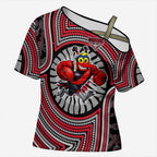 Essendon Football Club Cross Shoulder Shirt Indigenous Monochrome Dot Art Mascot Style
