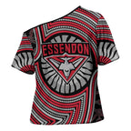 Essendon Football Club Cross Shoulder Shirt Indigenous Monochrome Dot Art Mascot Style