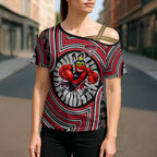 Essendon Football Club Cross Shoulder Shirt Indigenous Monochrome Dot Art Mascot Style