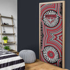Essendon Football Club Door Cover Indigenous Monochrome Dot Art Mascot Style