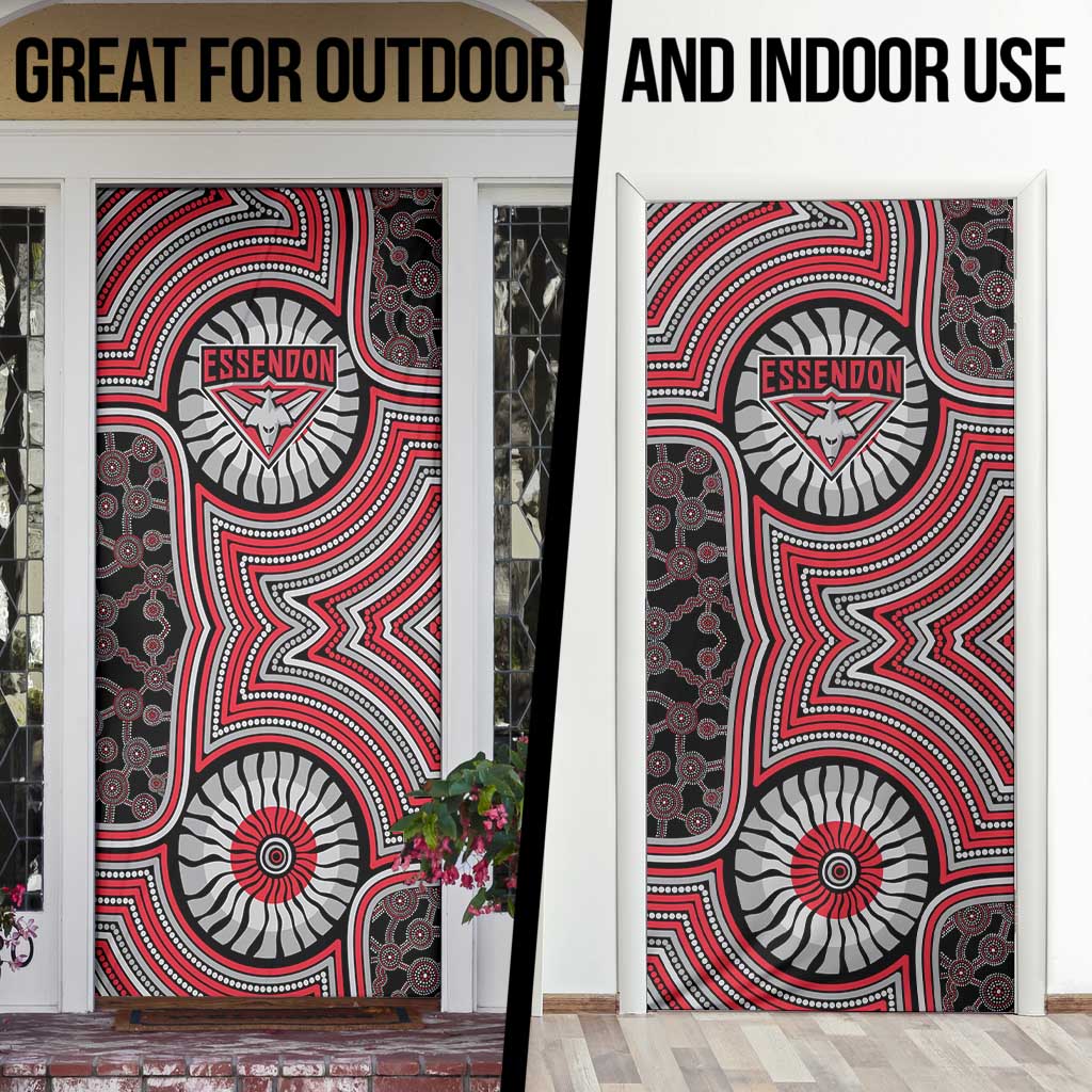 Essendon Football Club Door Cover Indigenous Monochrome Dot Art Mascot Style