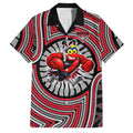 Essendon Football Club Family Matching Mermaid Dress and Hawaiian Shirt Indigenous Monochrome Dot Art Mascot Style