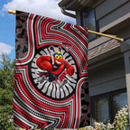 Essendon Football Club Garden Flag Indigenous Monochrome Dot Art Mascot Style