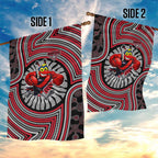 Essendon Football Club Garden Flag Indigenous Monochrome Dot Art Mascot Style