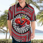Essendon Football Club Hawaiian Shirt Indigenous Monochrome Dot Art Mascot Style