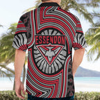 Essendon Football Club Hawaiian Shirt Indigenous Monochrome Dot Art Mascot Style