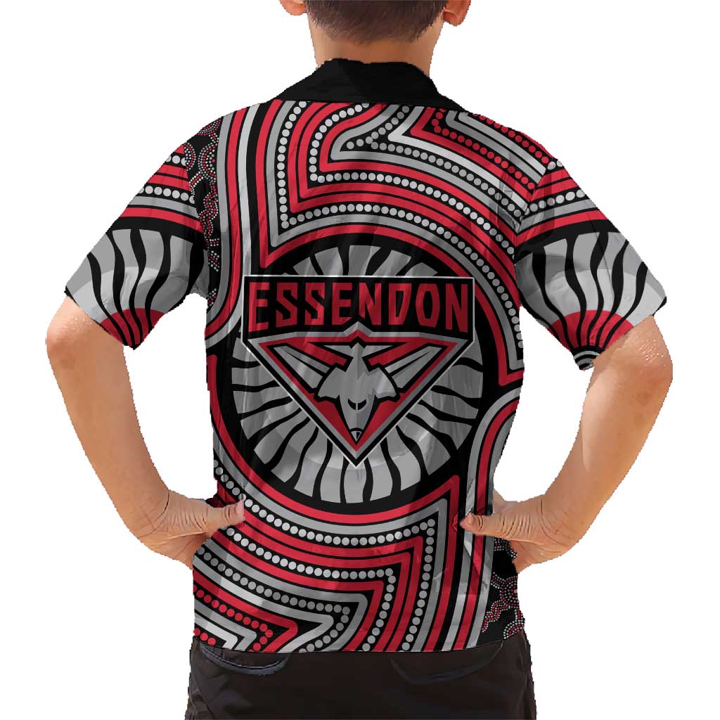 Essendon Football Club Hawaiian Shirt Indigenous Monochrome Dot Art Mascot Style