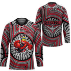 Essendon Football Club Hockey Jersey Indigenous Monochrome Dot Art Mascot Style