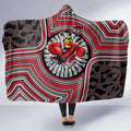 Essendon Football Club Hooded Blanket Indigenous Monochrome Dot Art Mascot Style