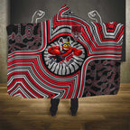Essendon Football Club Hooded Blanket Indigenous Monochrome Dot Art Mascot Style