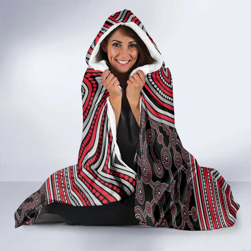 Essendon Football Club Hooded Blanket Indigenous Monochrome Dot Art Mascot Style