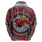 Essendon Football Club Hoodie Indigenous Monochrome Dot Art Mascot Style