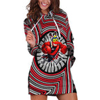 Essendon Football Club Hoodie Dress Indigenous Monochrome Dot Art Mascot Style