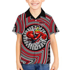 Essendon Football Club Kid Hawaiian Shirt Indigenous Monochrome Dot Art Mascot Style