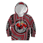 Essendon Football Club Kid Hoodie Indigenous Monochrome Dot Art Mascot Style