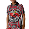 Essendon Football Club Kid Polo Shirt Indigenous Monochrome Dot Art Mascot Style