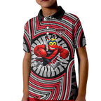 Essendon Football Club Kid Polo Shirt Indigenous Monochrome Dot Art Mascot Style