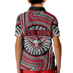 Essendon Football Club Kid Polo Shirt Indigenous Monochrome Dot Art Mascot Style