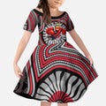 Essendon Football Club Kid Short Sleeve Dress Indigenous Monochrome Dot Art Mascot Style