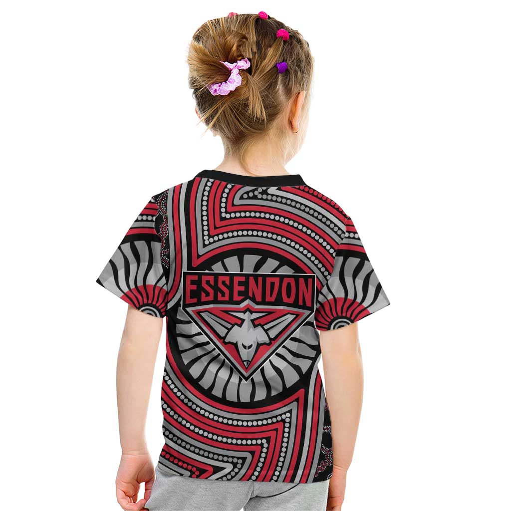 Essendon Football Club Kid T Shirt Indigenous Monochrome Dot Art Mascot Style